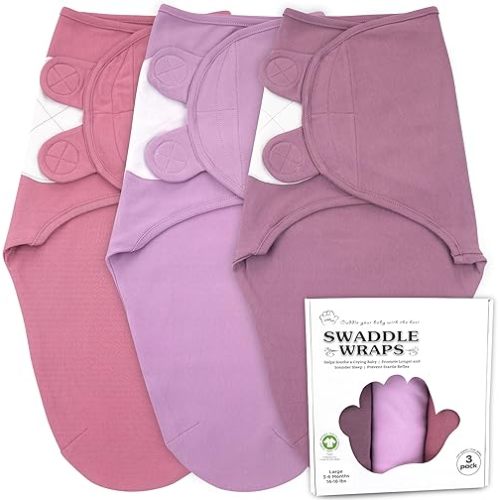 Bublo Baby Swaddles for Newborns – 3-Pack Infant Swaddles 3-6 Months – Adjustable Swaddle Sleep Sack – Soft Organic Cotton Baby Wrap for Safe & Cozy Sleep (Maroon)