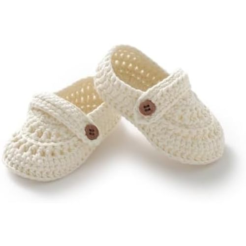 DovFanny Baby-Girls Infant Newborn Shoes Mary Jane Hand Knitting Crochet Bootie Shoes