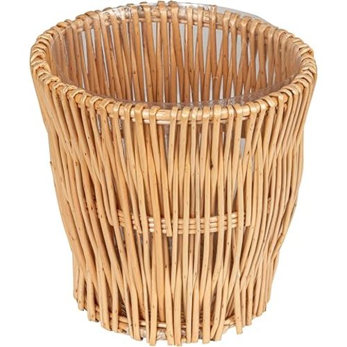 Household Essentials Small Reed Willow Waste Basket, Handwoven Basket with Removable Liner, Attractive Alternative to Plastic or Metal Cans, Natural
