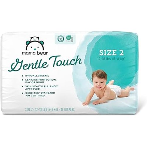 Amazon Brand - Mama Bear Gentle Touch Diapers, Hypoallergenic, Size 2, 46 Count, White