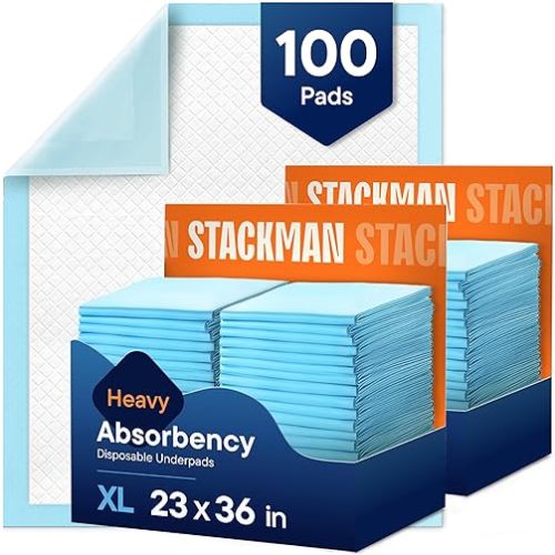 Chucks Pads Disposable [100-Pack] Adult Incontinence Underpads 23"x 36" Large Absorbent Fluff Protective Bed Pads, Toddler Mattress Pads - Pee Pads for Pets, Kids & Adults - Dog & Puppy Training Pads