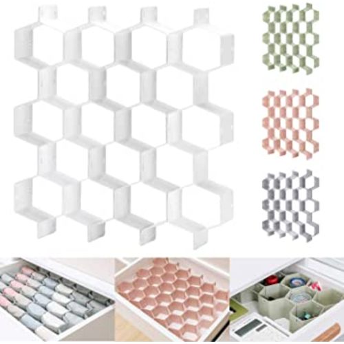Honeycomb Separator Adjustable Drawer Organizer Divider for Underwear Belt-Scarf Socks Organizer (White(1pc))