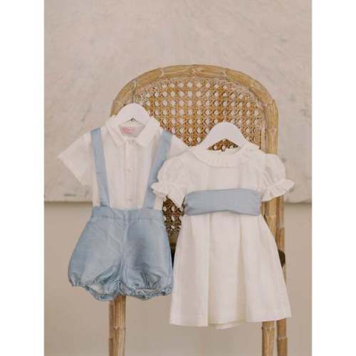 Light Blue Aliso Ceremony Silk Baby Boy Set - La Coqueta | Maisonette