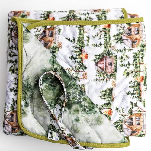 Kinder Cloth Diaper Co Adventure Play Mat - Machine Washable, Reversible, Water-Resistant, Quilted Blanket (Getaway, Mini 36x36)
