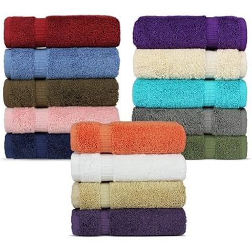 Chakir Turkish Linens Hotel & Spa Quality, Highly Absorbent 100% Cotton Turkish Washcloths (2 X 6 Random Colors - Set of 12)