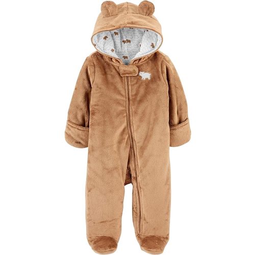 Simple Joys by Carter's Baby Girls' Footed Jumpsuit - 0-3 Months - Brown Bear