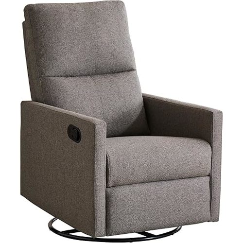 Rocking Recliner Chair for Adults,360°Swivel Glider Rocker Reclining Chair with High Back for Nursery Living Room Bedroom,Nursing Reclining Single Sofa Chair (Grey)