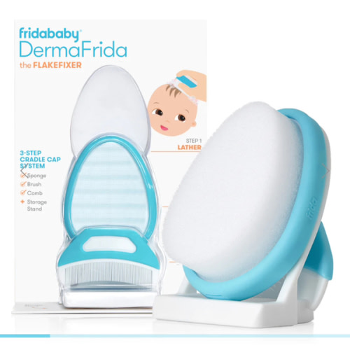 DermaFrida the FLAKEFIXER Cradle Cap System - Sponge, Brush and Comb – Frida | The fuss stops here.