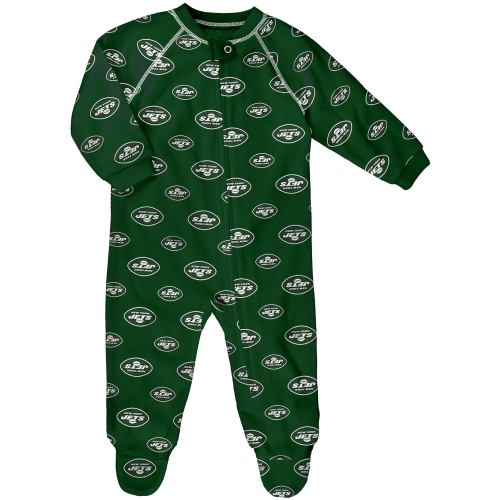 Infant New York Jets Green Raglan Full-Zip Sleeper