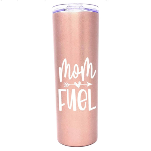 Brooke & Jess Designs Tumblers for Mom- Double Walled Vacuum Sealed Stainless Steel 20 oz Tumbler - Great Gift for Mom, Wife, Mother (Mom Fuel Rose Gold)