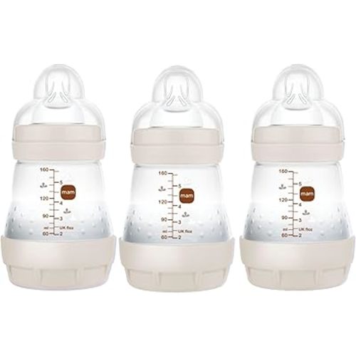 MAM Easy Start Biberon anti-colique, débit lent, biberon en silicone semblable à l'allaitement, réduit les coliques, les gaz et les reflux, facile à nettoyer, sans BPA, biberons ventilés pour
