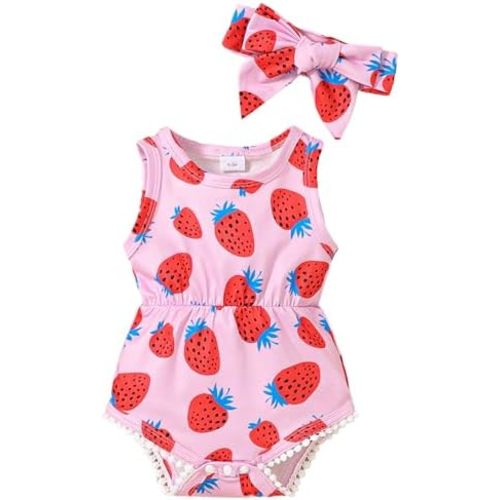 Mioglrie Baby Girl Clothes Newborn Girl Clothes Summer Infant Baby Girl Outfits Romper Headband Clothing Sets