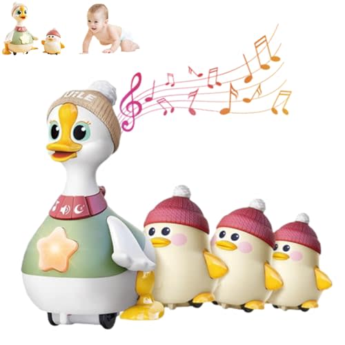Tummy Time Duck Family Toy, 3 Pack Swinging Crawling Walking Duck with Baby Ducks, Duck Tummy Time Toy, Tummy Time Duck Family, for 6-12 Months Toddlers Boy Girl (1pcs)