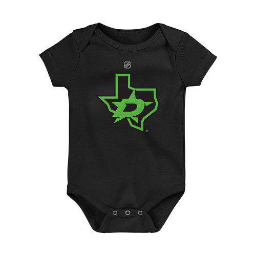 Dallas Stars Baby Black Neon Logo Short Sleeve One Piece