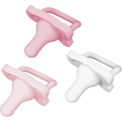 Dr. Brown's HappyPaci 100% Silicone Baby Pacifier, Contoured One-Piece Design, White, Pink, Light Pink, 0-6m, BPA-Free, 3 Pack