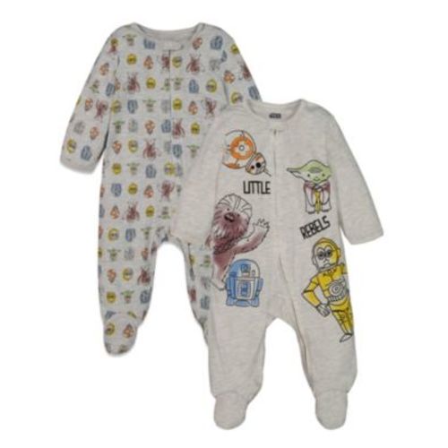 Baby Boys Star Wars Chewbacca R2- D2 Darth Vader Stormtrooper Baby 2 Pack Zip Up Long Sleeve Sleep N' Play Coveralls Newborn to