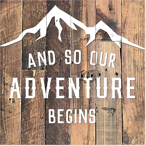 and So Our Adventure Begins Rustic Wood Wall Sign 12x12