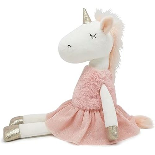 Unicorn Stuffed Animal, 16.5" Tall,Safe Material Soft Unicorn Toys for Girls Ballerina Dolls with Skirt, Cute Doll for Girls and Decor, Pink