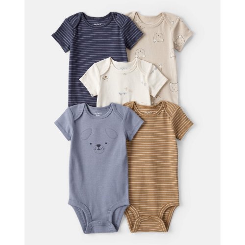 Baby Boy 5-Pack Dog Print Multipack Bodysuits - Blue/White/Navy/Brown | Carter's