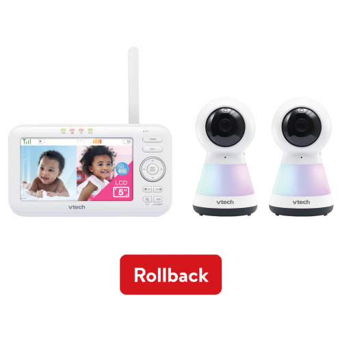 "VTech Dual Camera 5"" Baby Monitor with Audio, Pan Scan, Night Light, VM5255-2, White"