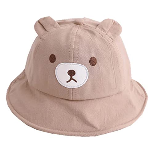 Baby Sun Bucket Hat for Boys Girls, Cute Bear Toddler Summer Hats, Wide Brim Cap for Infant Kids