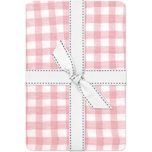 Butterblu Frankie Fitted Crib Sheet 100% Organic Cotton for Baby & Toddler Mattress, Breathable for Boys & Girls, Pink Check, One Size
