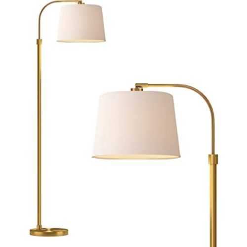 Oneach 62" Gold Floor Lamp for Living Rooms Tall Arc Standing Lamps for Bedrooms Industrial Corner Nursery Girls Kid Vintage Mid-Century Modern Reading Light Office Antique Brass Shade Lantern