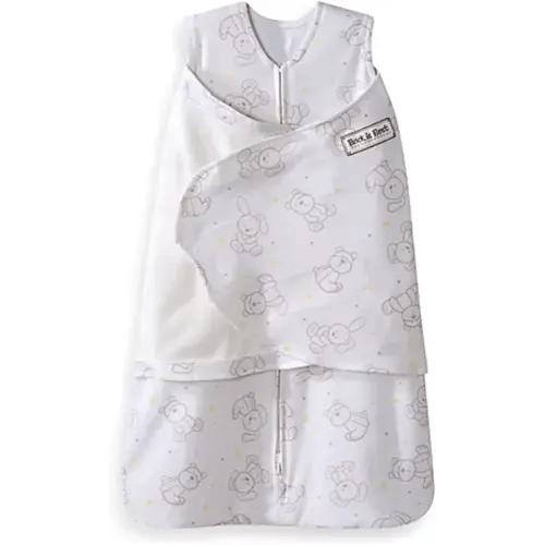 HALO 100% Cotton Sleepsack Swaddle, 3-Way Adjustable Wearable Blanket, TOG 1.5, Floppy Friends, Newborn, 0-3 Months