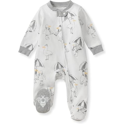 Burt's Bees Baby Boys Sleep and Play PJs, 100% Organic Cotton One-Piece Zip Front Romper Jumpsuit Pajamas