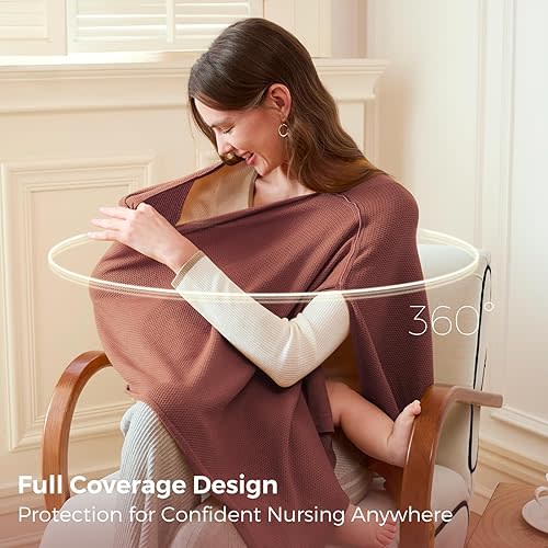 Momcozy Nursing Cover for Breastfeeding, Soft Privacy Poncho, Multi-Use Nursing Shawl, Portable Breast Feeding Covers for Women, Includes Laundry Bag (Rose Taupe)