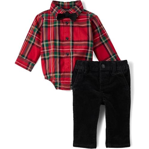 The Children's Place baby-boys And Newborn Button Down Shirt and Pants, 2 Piece Outfit