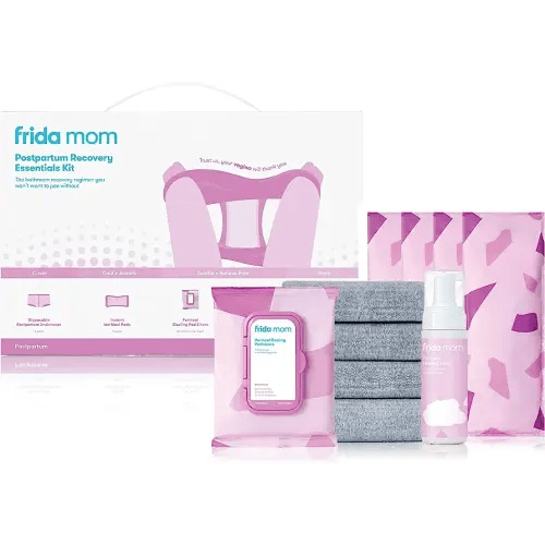 Frida Mom Postpartum Recovery Essentials Kit  Disposable Underwear, Ice  Maxi Absorbency Pads, Cooling Witch Hazel Medicated Pad Liners, Perineal,  After Birth Essentials For Mom Kit 