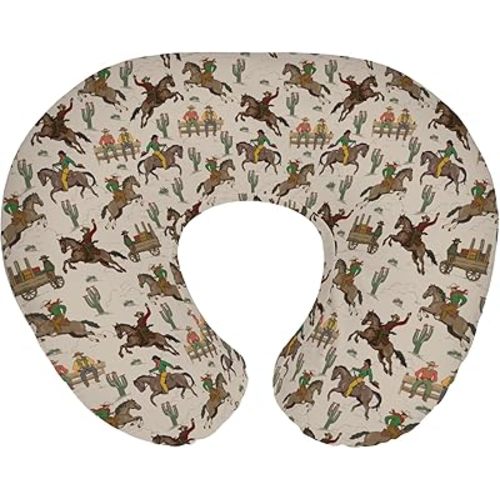 South Western Cowboys Nursing Pillow Covers for Boy Girl Cowboy Horse Riding Cactus Nursing Pillow Slipcovers for Breastfeeding Pillows Wild West Desert Soft Stretchy Covers for Newborn Infant