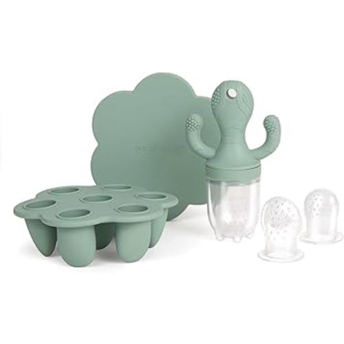 Little Twig Baby Fruit Feeder Pacifier Teether | Food Freezer Tray with Lid BPA Free Silicone Freezable Feeding Set for Breast Milk Ice Cubes, Food, Vegetable Purees