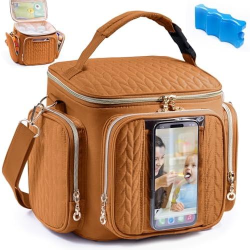 SFYBYHEART Breastmilk Cooler Travel Bag with Ice Pack for 6 Baby Bottles Up to 9 Ounce - Insulated Bottle bag for Daycare - Breastmilk Storage Bag - Baby Bottle Cooler Bag Attach to a Stroller