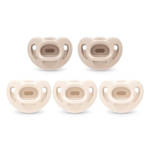 NUK 100% Silicone Comfy Orthodontic Pacifiers, 0-6 Months, Neutral Fashion, Timeless Collection, 5 Count