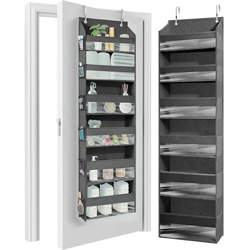 HOMELUX THEORY UPGRADED 6 Tiers Over The Door Organizer Hanging - 100D EXTRA THICK & 50lbs HUGE CAPACITY, 12 Side Mesh Pockets Over The Door Shoe Organizer, Hanging Closet Organizer (Dark Gray, 1pc)
