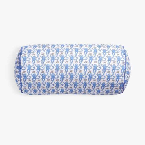 Roller Rabbit Monkey Bolster Pillow - Blue
