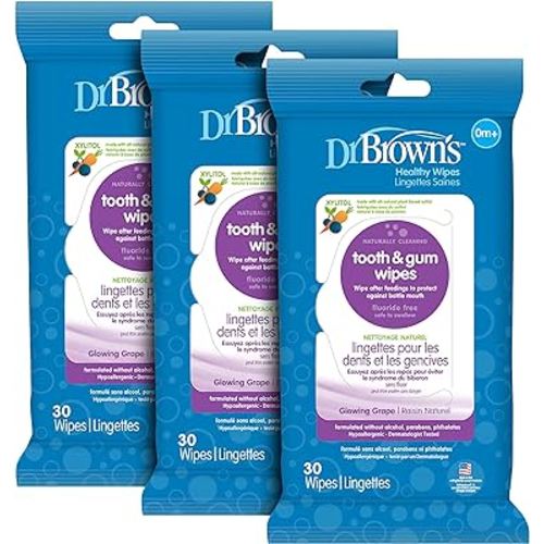 Dr. Brown's Tooth and Gum Wipes, 30 Count, 3-Pack