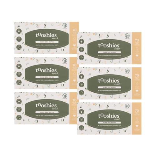 Tooshies Wipes | Pure Dry Wipes | Just add water | 100% Plastic Free | Biodegradable | Textured Cloth | 6 x 70pk : Amazon.com.au: Baby
