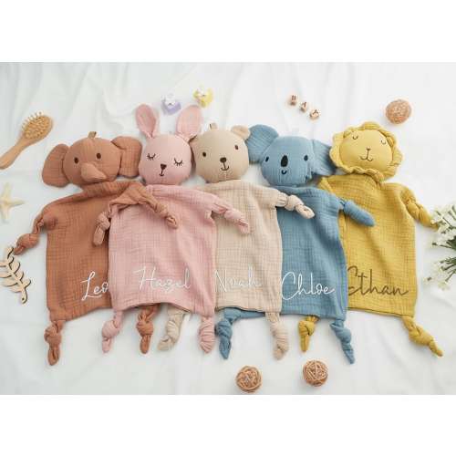 Personalized Muslin Baby Comforter,Organic Baby Security Blanket, Custom Baby Shower Gift,Soft Sleep Toy for Newborn &Toddler Valentine Gift