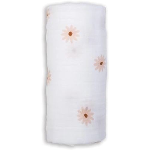 lulujo Baby Swaddle Blanket Unisex Softest 100% Cotton Muslin Swaddle Blanket Neutral Receiving Blanket for Girls & Boys| 40in x 40in| Baby Gift| Daisies