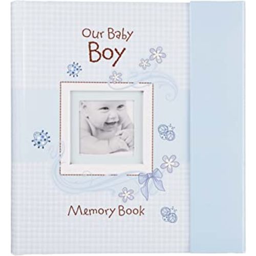 Christian Art Gifts Boy Baby Book of Memories Blue Keepsake Photo Album Our Baby Boy Memory Book Baby Book with Bible Verses, the First Year