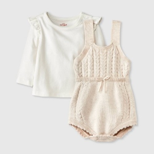 Baby Girls' Sweater Romper - Cat & Jack™ Cream, Size: 0-3M