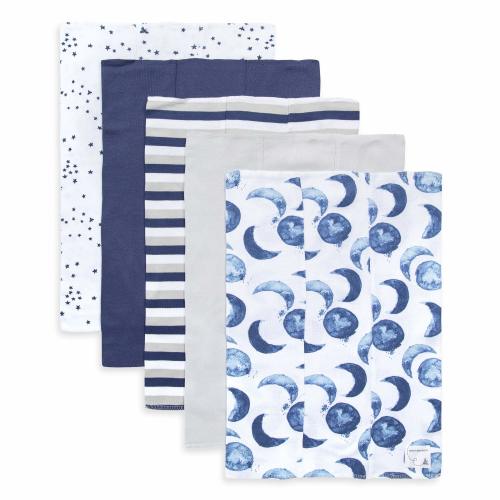 Burt,S Bees Baby - Burp Cloths, 5-Pack Extra Absorbent 100% Organic Cotton Burp Cloths (Hello Moon!) (Ly27010-Ind-Os-H)