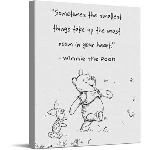 CYFDYVT Classic Winnie the Pooh Nursery art prints Gender Neutral Nursery Winnie the Pooh inspirational quotes Wall Art new baby gift Nursery Wall Decor for Kid's room 8x10 inch Ready to Hang