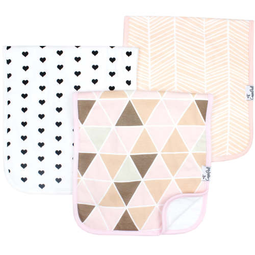 3 Pack Premium Burp Cloths - Blush