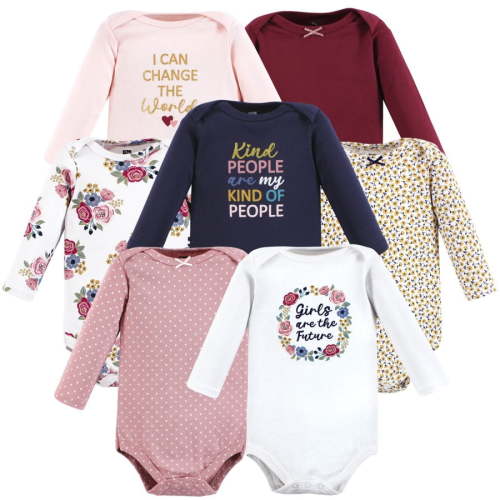 Hudson Baby Cotton Long-Sleeve Bodysuits, 7-Pack, Preemie-24 Months