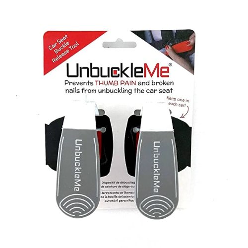 UnbuckleMe Car Seat Buckle Release Tool - As Seen on Shark Tank - Makes it Easy to Unbuckle a Child's Car Seat - Easy Tool for Parents, Grandparents & Older Children (2 Pack, Gray & White)