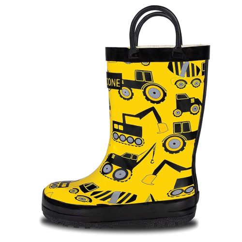 Lone Cone Kids Rain Boots for Girls & Boys – Waterproof Natural Rubber Toddler Rain Boots with Non-Slip Outsole & Easy Pull Handles – Solid, Pattern & Glitter Designs